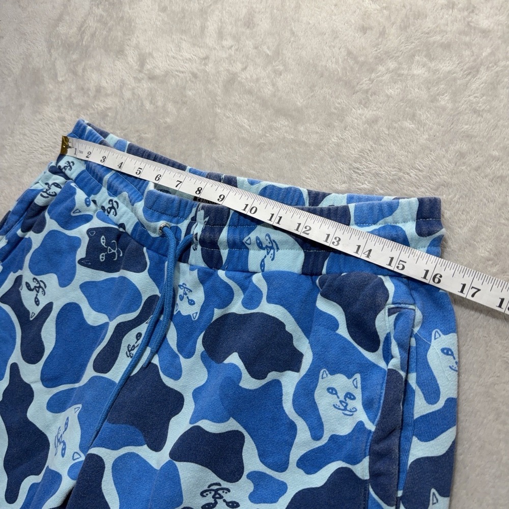 RIPNDIP Lord Nermal Blue Camo Sweat Shorts Mens L Cat Camouflage Fleece Board - Picture 10 of 12